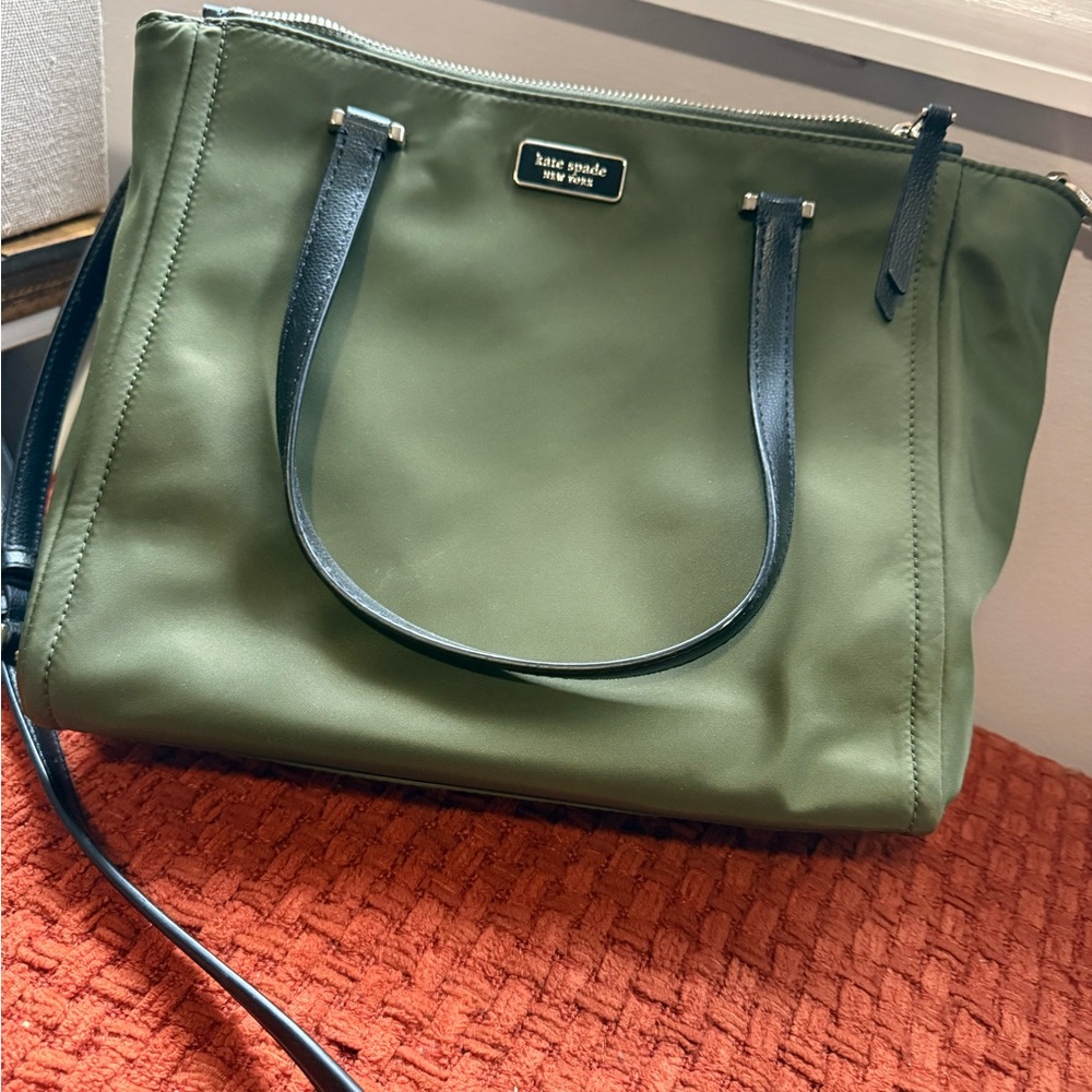 Kate Spade Olive Green Tote with Black Straps